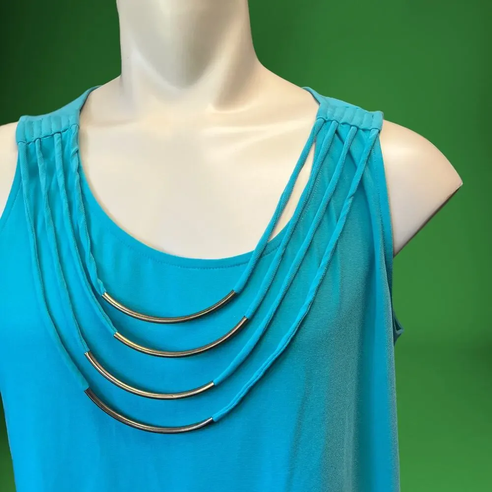 Dress Barn Blouse Womens 1X Sleeveless Neck Decoration Glam Diva Work Plus Size